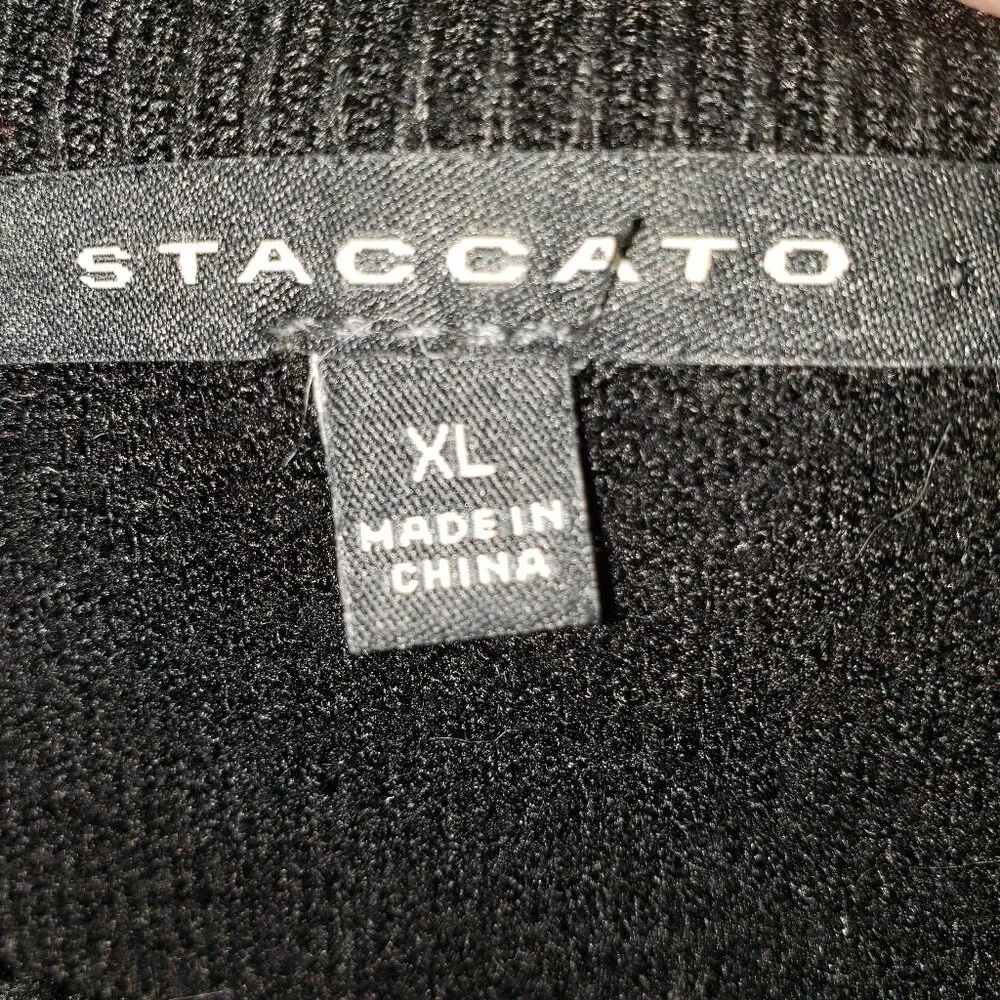 Staccato Black XL Sweater w/Faux Fur Trimmed Sleeves - Picture 5 of 6